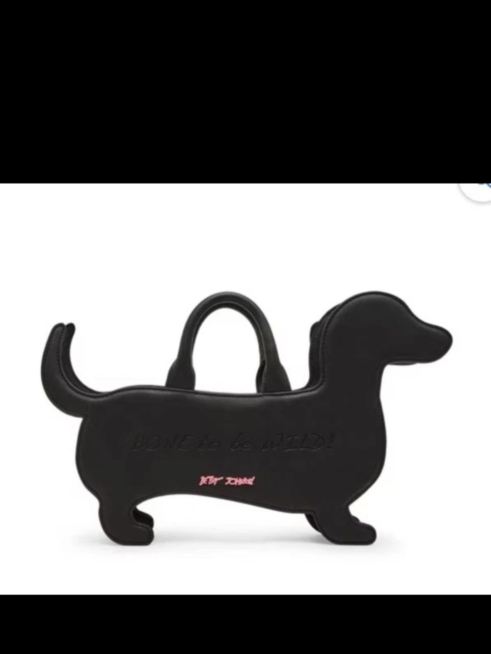 Betsey Johnson Xobark Black Dachshund Skeleton Dog Tote NEW - Picture 2 of 5